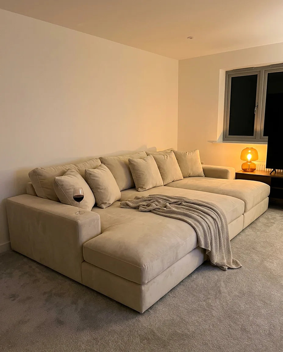 Cream CK Living cinema sofa in a warm customer living room