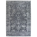 Grey vintage-style area rug with distressed pattern, ideal for living room or bedroom decor