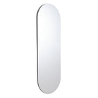 Oval wall mirror with sleek frame, modern home decor accent for living room or bedroom