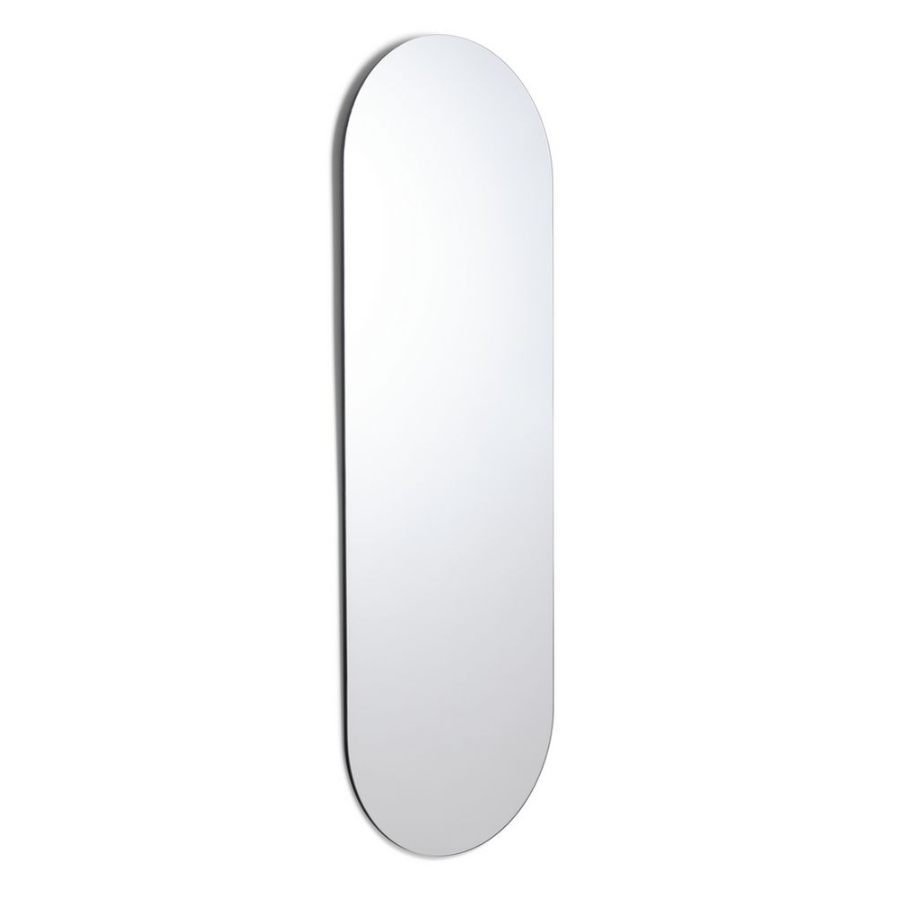 Oval wall mirror with sleek frame, modern home decor accent for living room or bedroom