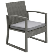 Grey wicker outdoor armchair with cushion, perfect for patio or garden seating