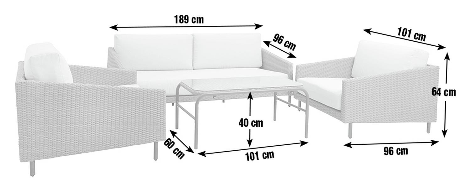 White wicker outdoor sofa set with dimensions, perfect for luxury patio furniture