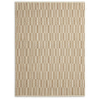 Beige striped area rug with textured geometric pattern for modern living room decor