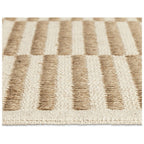 Beige and cream striped area rug with textured weave, perfect for luxury living spaces