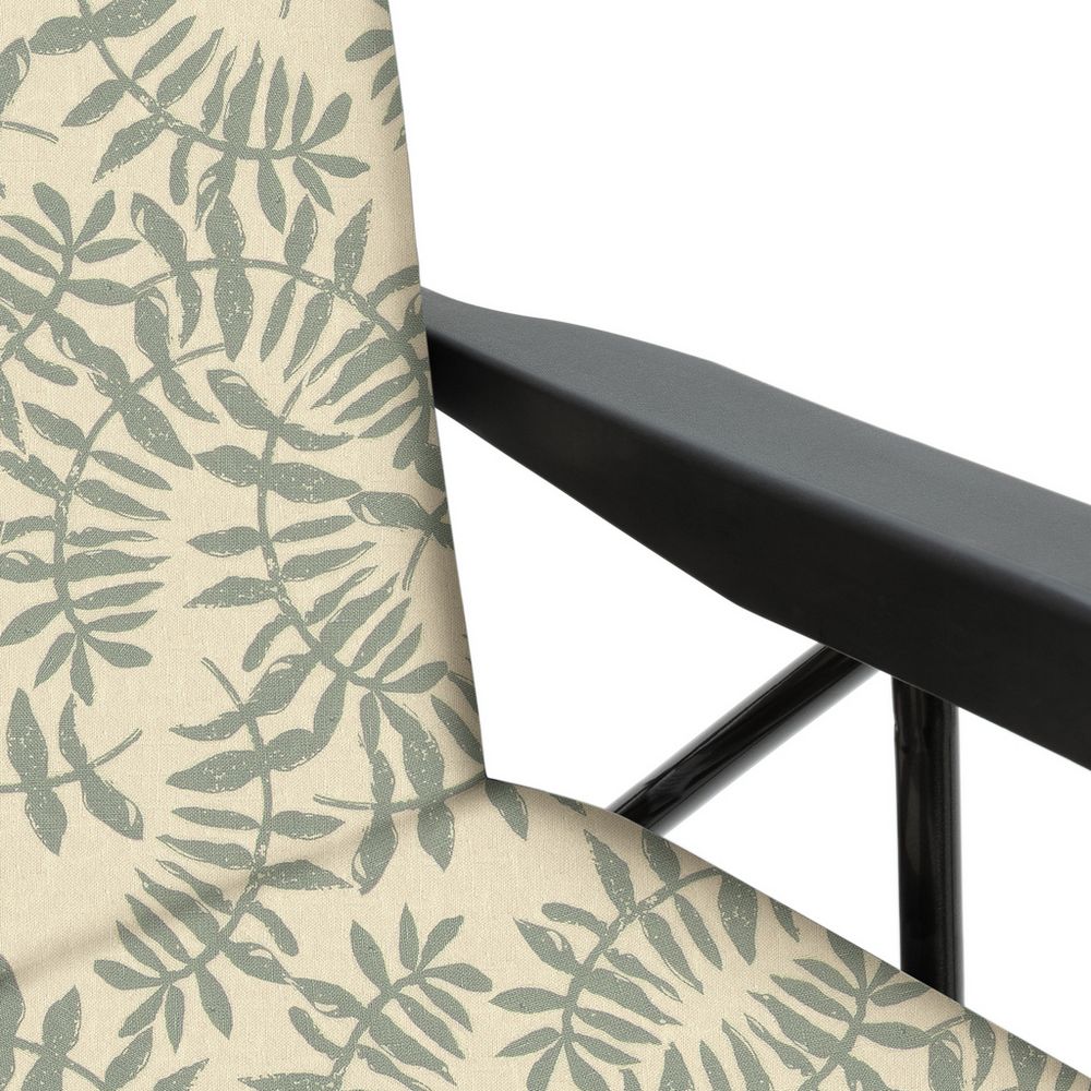 Botanical leaf print armchair with black frame, luxury living room furniture