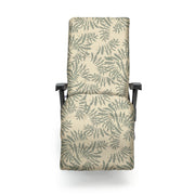 Leaf-patterned recliner chair with black arms, luxury home seating