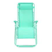 Mint green outdoor lounge chair with adjustable recline and side pockets, perfect for patio or garden relaxation.