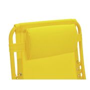 Bright yellow outdoor lounge chair with cushioned back and adjustable straps