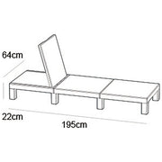 Sofa bed dimensions diagram: 195cm long, 64cm high, 22cm seat depth, ideal for compact living spaces