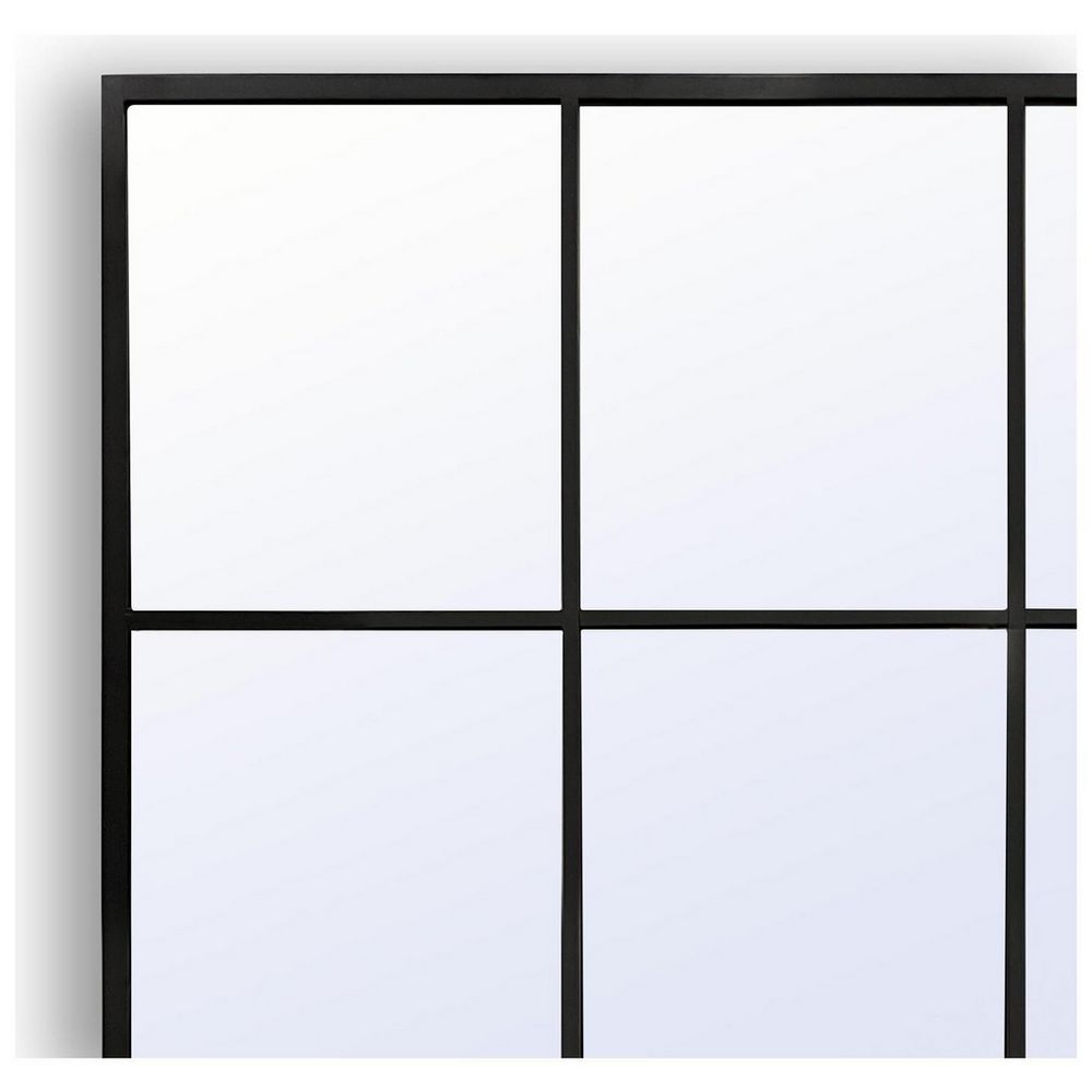 Black-framed four-panel mirror for modern living room decor