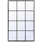 Large black-framed grid mirror for modern living room decor