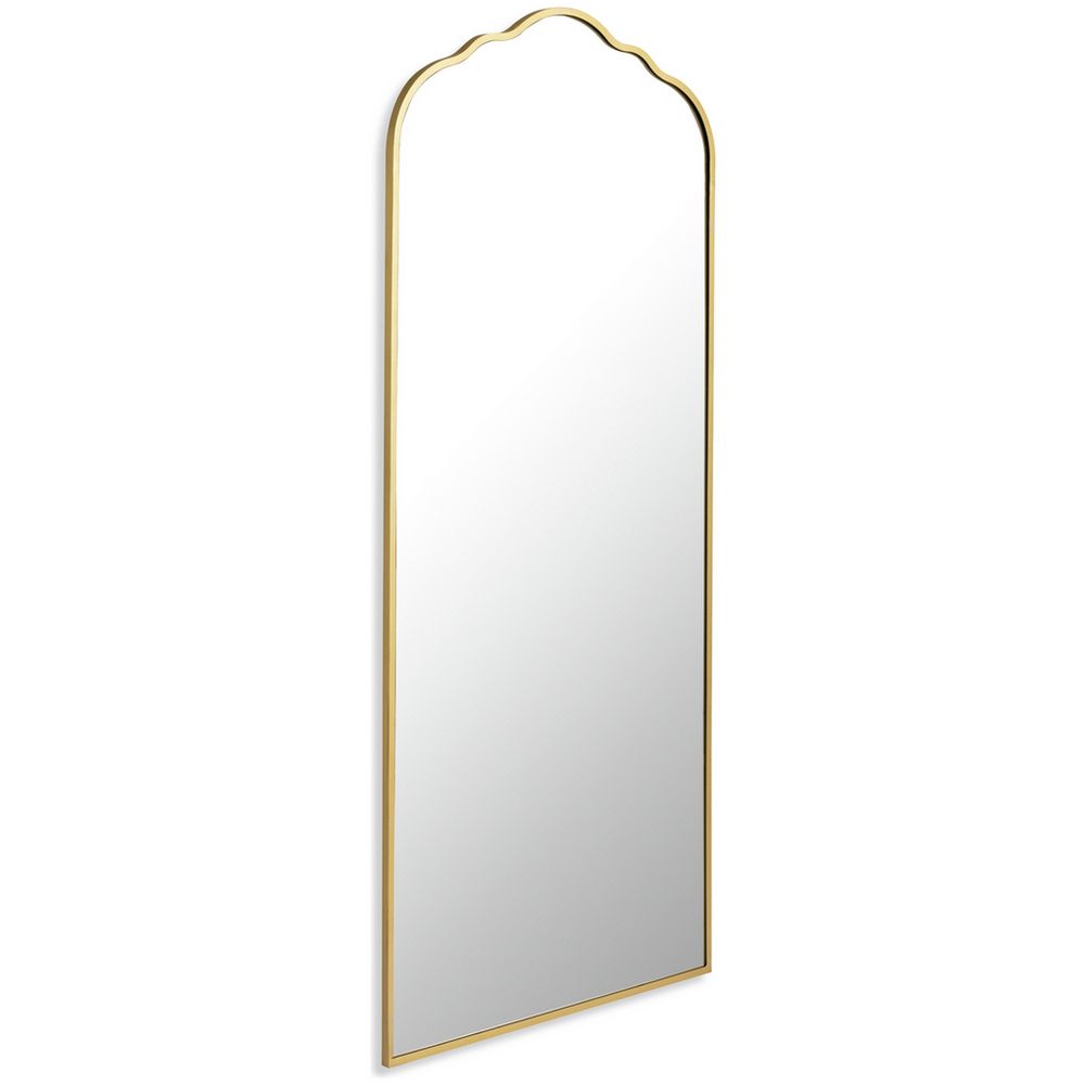 Gold-framed full-length mirror with scalloped arch top, luxury home decor accent piece