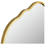Gold scalloped wall mirror with elegant curved frame for luxury home decor