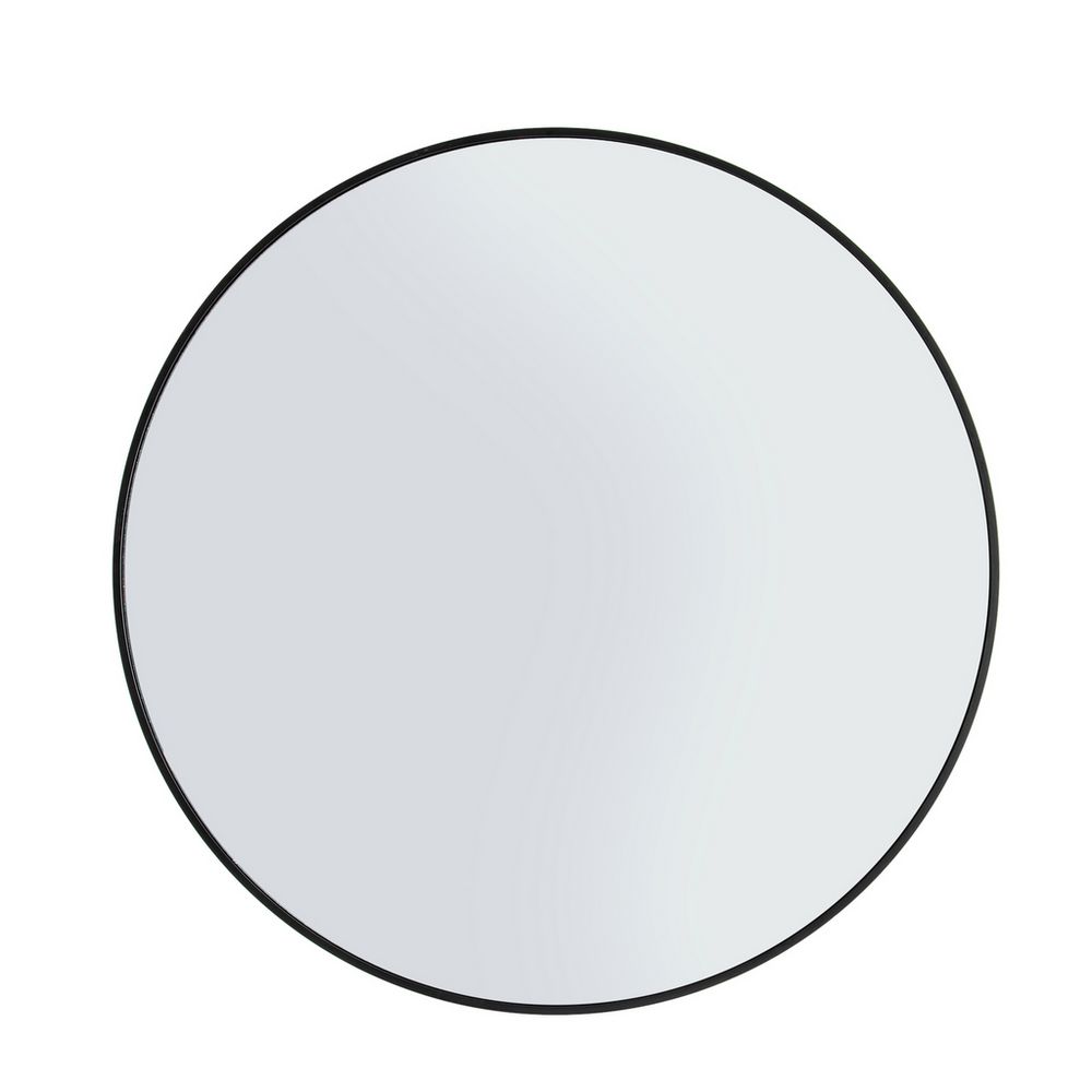 Round black-framed wall mirror for modern home decor
