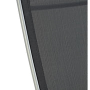 Black textured fabric sofa with sleek silver frame detail