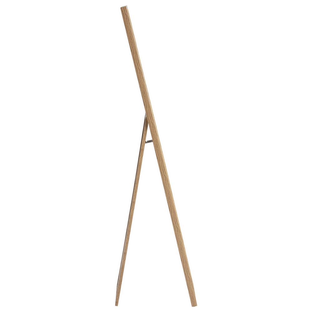 Tall wooden floor mirror with A-frame stand, natural oak finish, minimalist design for modern living spaces