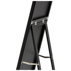 Black full-length floor mirror with A-frame stand and silver hinges, modern bedroom decor