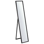 Black full-length floor mirror with slim frame and A-frame stand for bedroom or hallway