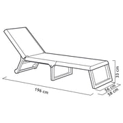 Modern chaise lounge dimensions: 196cm L x 58cm W x 33cm H, sleek design for luxury living spaces