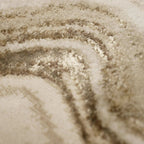 Luxury beige area rug with swirling pattern and plush texture for living room or bedroom
