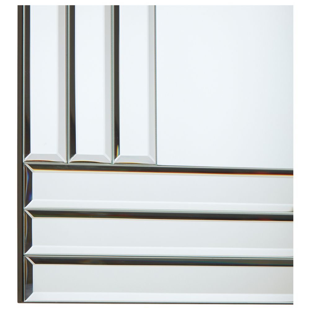Elegant beveled glass mirror with sleek frame, perfect for luxury living spaces