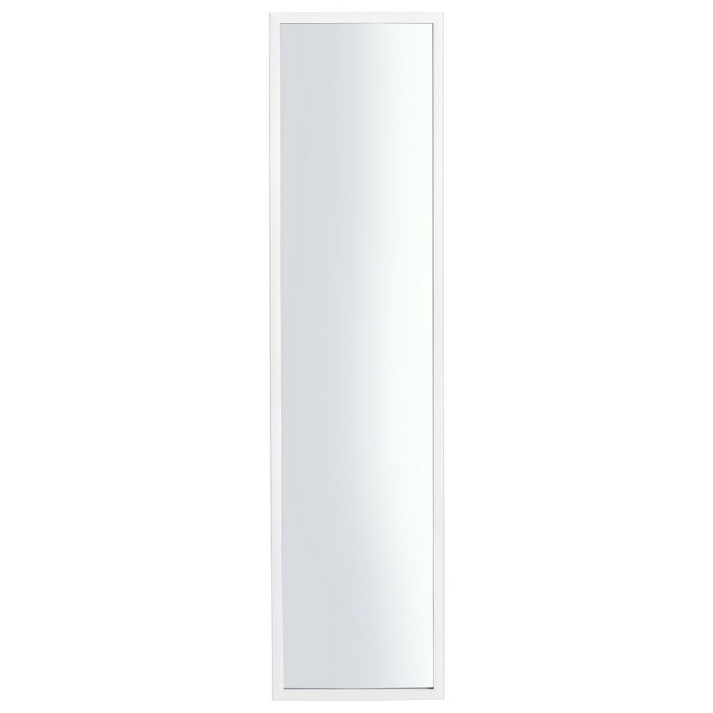 Tall white full-length mirror with slim frame for bedroom or living room