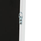 Black textured panel with silver metal latch on white frame, secure hardware detail
