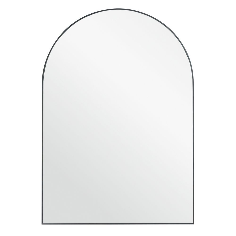 Arched wall mirror with sleek black frame for modern home decor