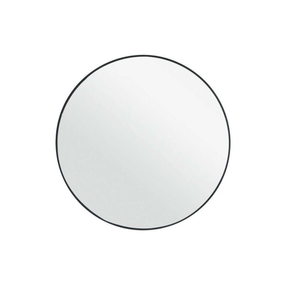 Round wall mirror with sleek black frame for modern home decor