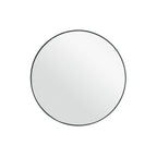 Round wall mirror with sleek black frame for modern home decor
