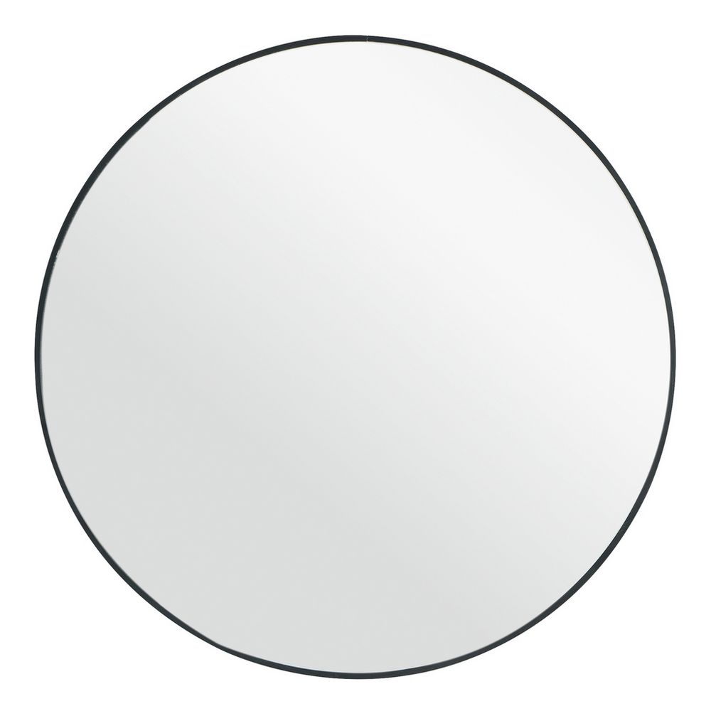 Round wall mirror with sleek black frame for modern home decor