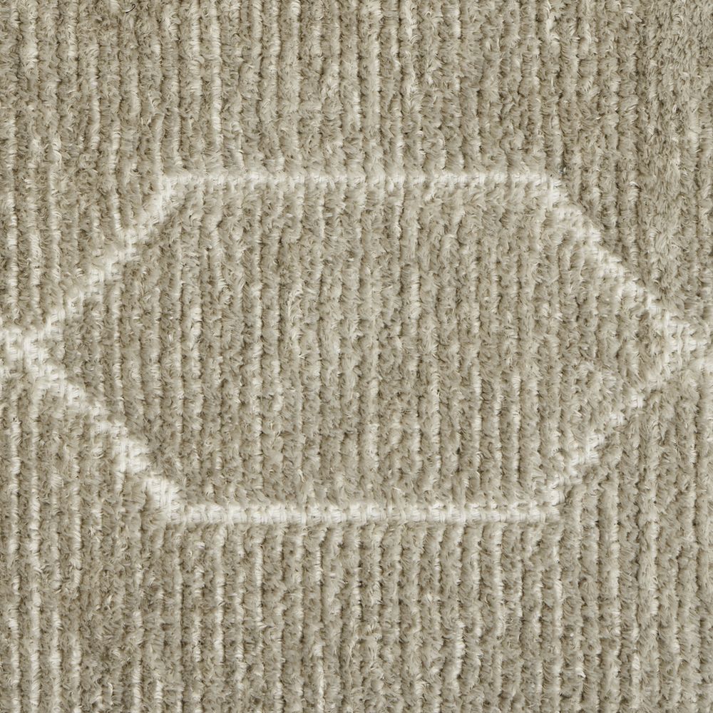 Luxury beige chenille sofa fabric with geometric weave pattern, soft texture for modern living room furniture