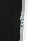 Metal D-ring hardware on black furniture panel, white frame detail