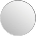Round wall mirror with sleek silver frame for modern home decor