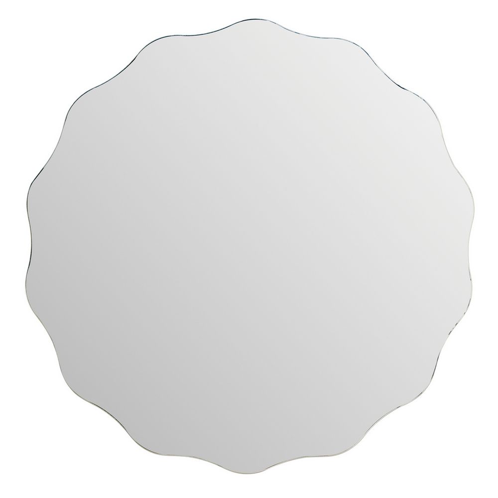 Round scalloped edge wall mirror for luxury home decor
