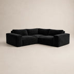 Black velvet L-shaped sectional sofa for modern living room