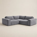 Gray velvet corner sofa with modular design for modern living room