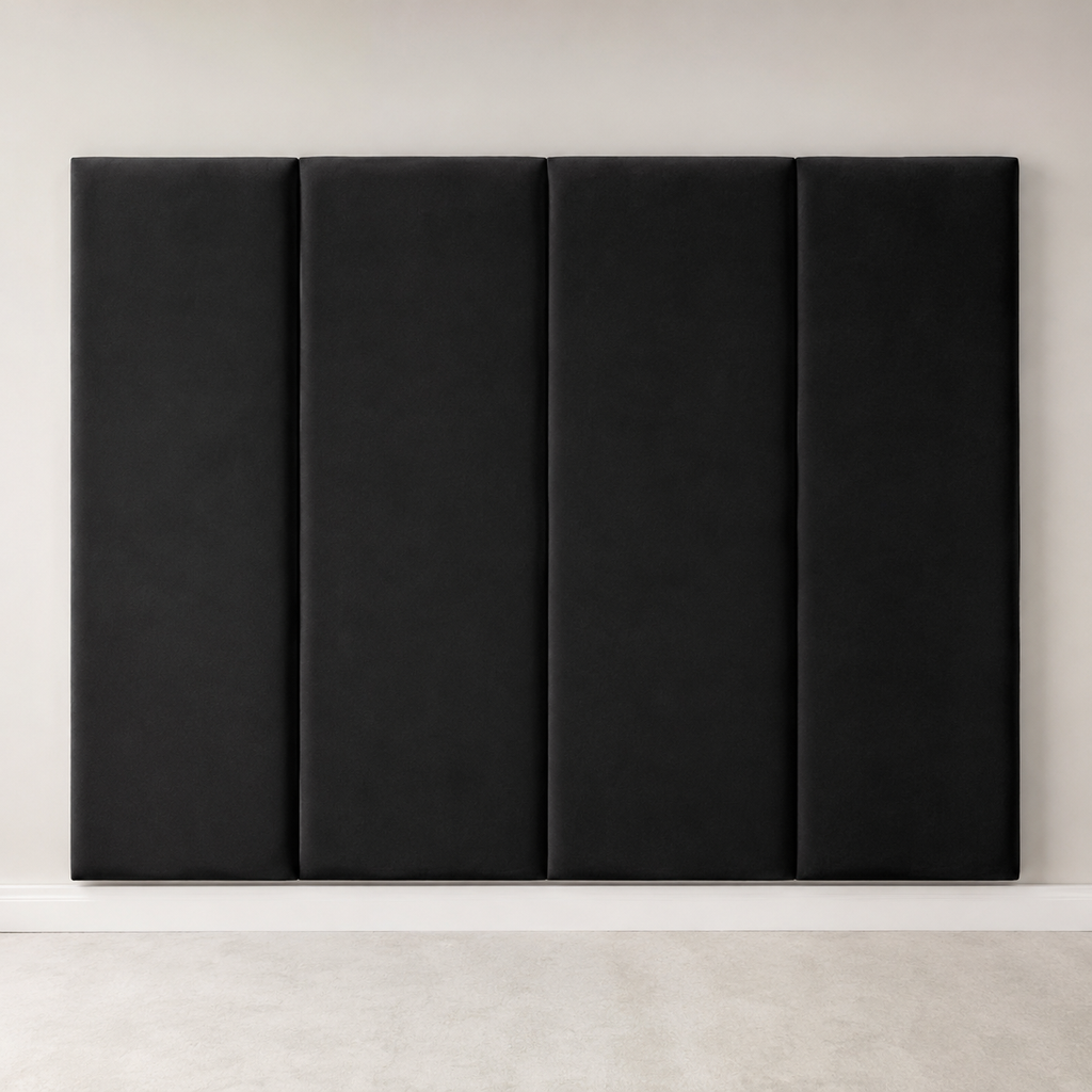 Black upholstered panel headboard for luxury beds, modern bedroom decor