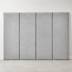 Modern grey upholstered headboard with four panel design for luxury bedroom furniture