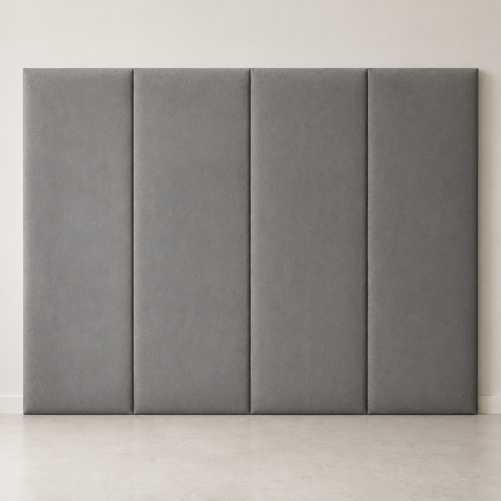 Black velvet double width upholstered headboard wall panel – 90cm wide