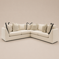 Luxury cream corner sofa with black trim pillows, modern sectional for living room comfort