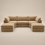 Luxury beige sectional sofa with chaise lounges, perfect for modern living rooms
