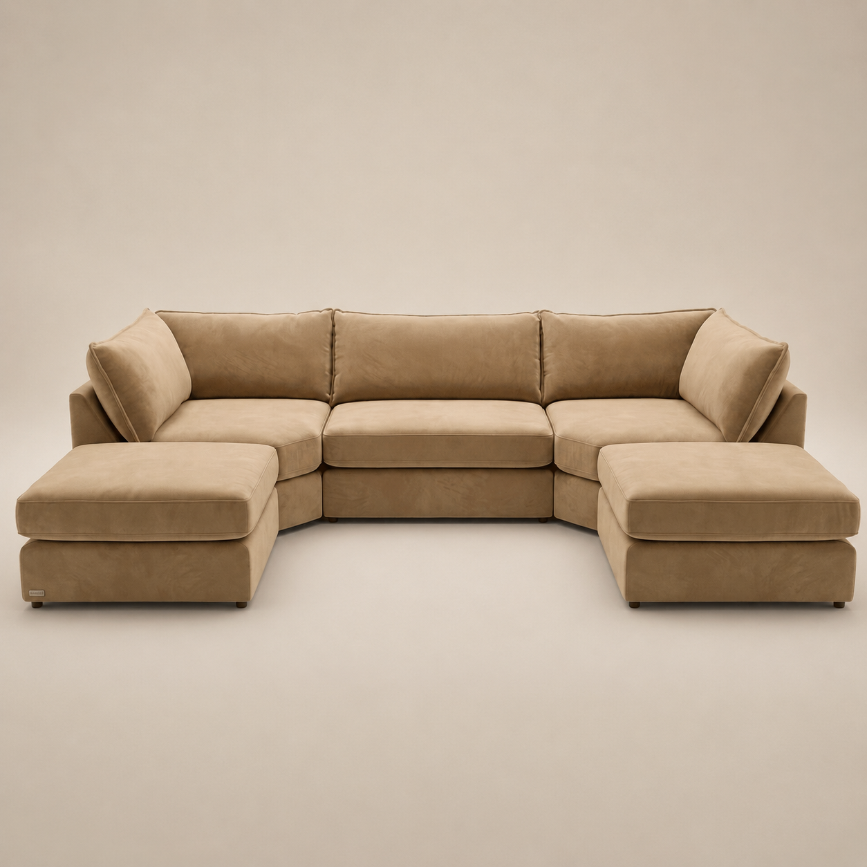 Luxury beige sectional sofa with chaise lounges, perfect for modern living rooms
