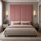 Blush Pink Velvet Upholstered Headboard Wall Panel – 45cm Wide