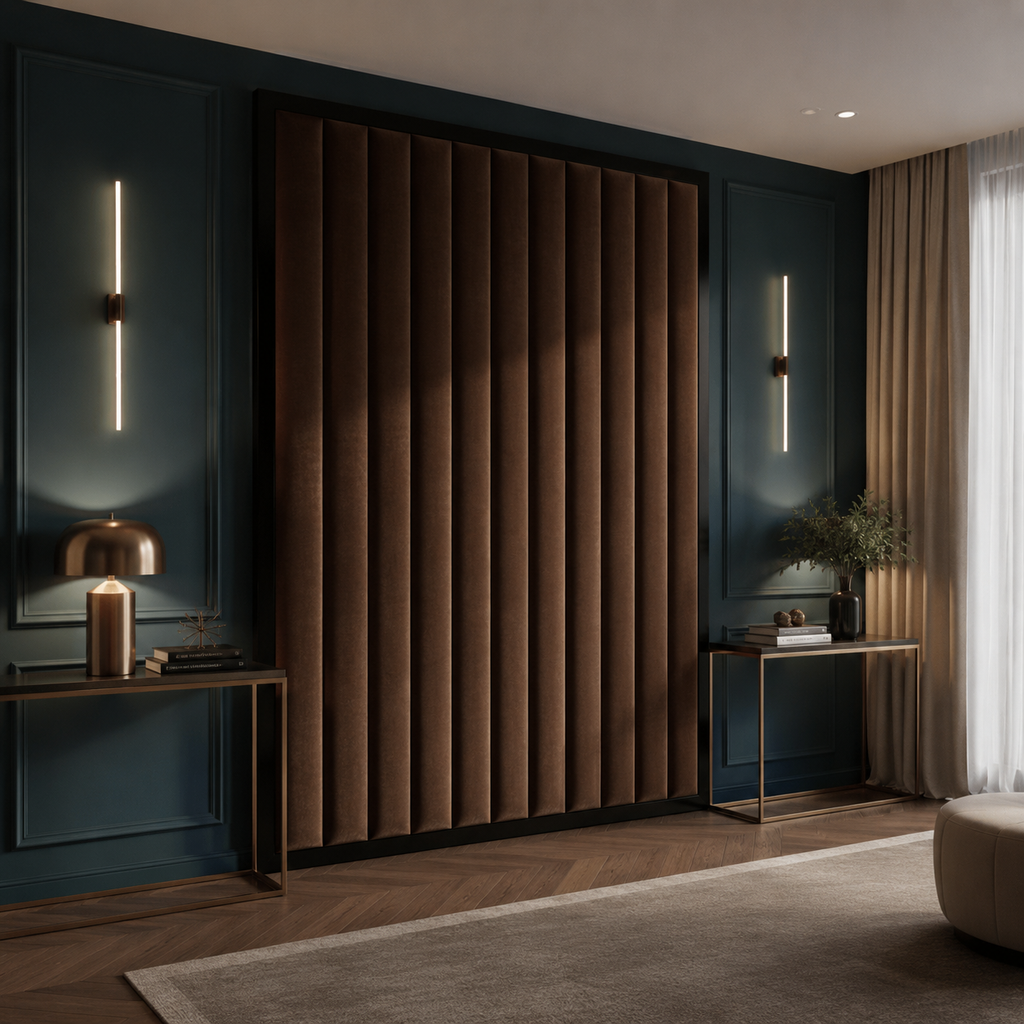 Giulia Oyster & Black Channelled Headboard