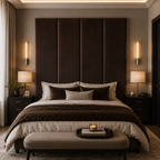 Chocolate Brown Velvet Upholstered Headboard Wall Panel – 45cm Wide