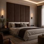 Chocolate Brown Velvet Upholstered Headboard Wall Panel – 45cm Wide