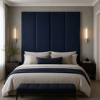 Navy Blue Velvet Upholstered Headboard Wall Panel – 45cm Wide