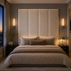 Cream Velvet Upholstered Headboard Wall Panel – 45cm Wide