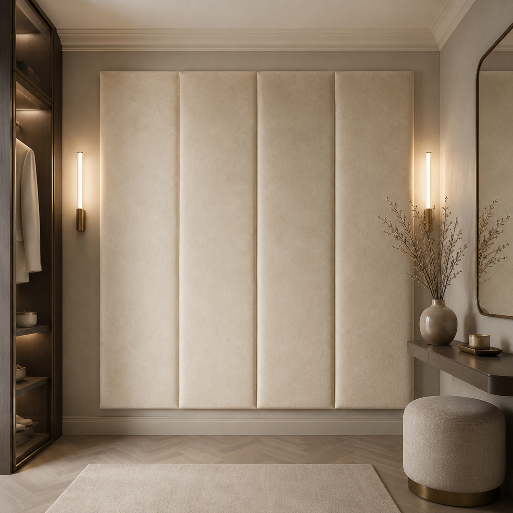 Cream Velvet Upholstered Headboard Wall Panel – 45cm Wide